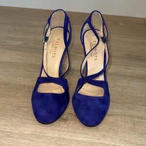 Talbots Blue Suede Heels with Crisscross Straps